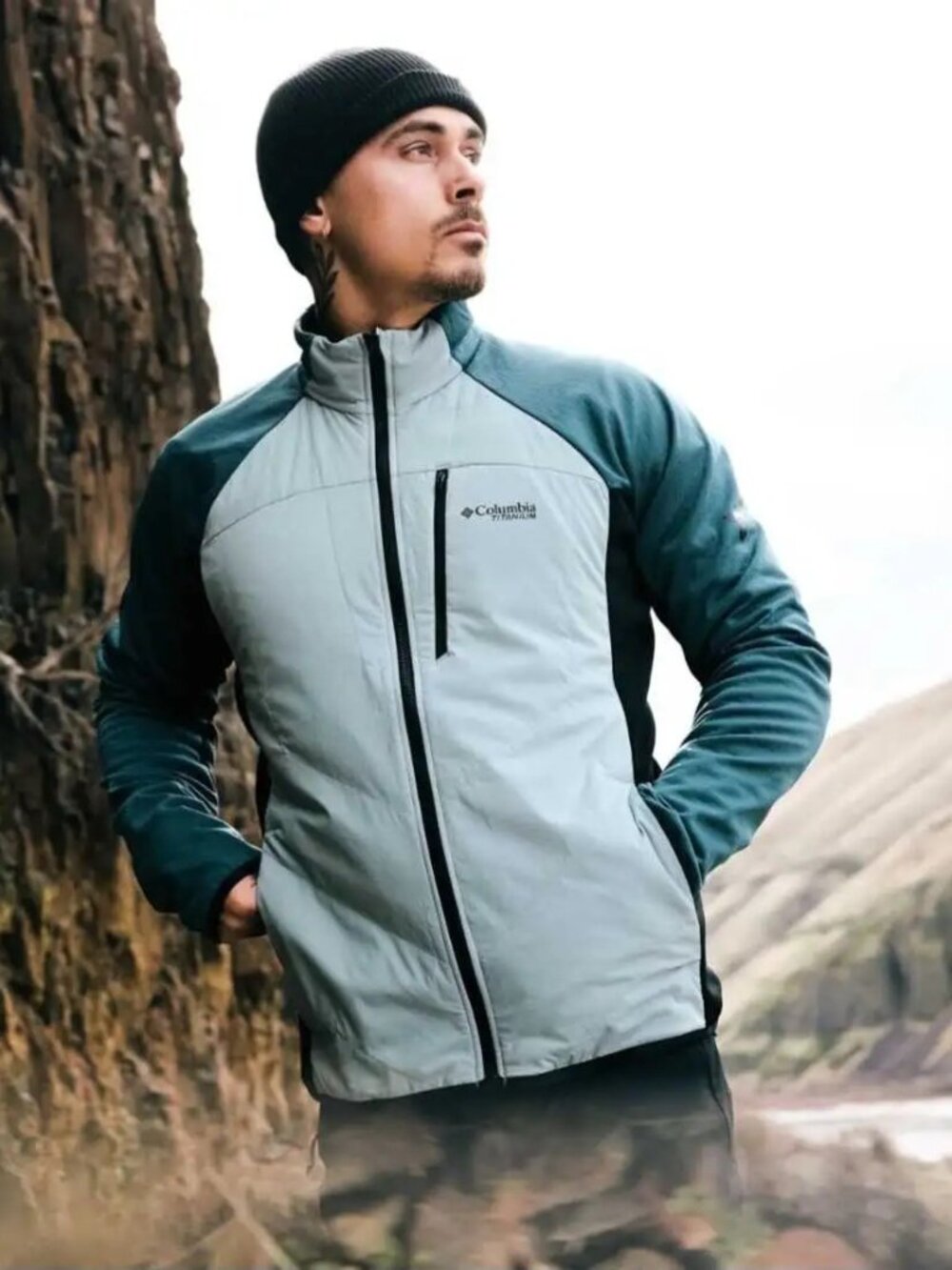 Mountain Men's Blue Grey Colorblock Windbreaker Jacket